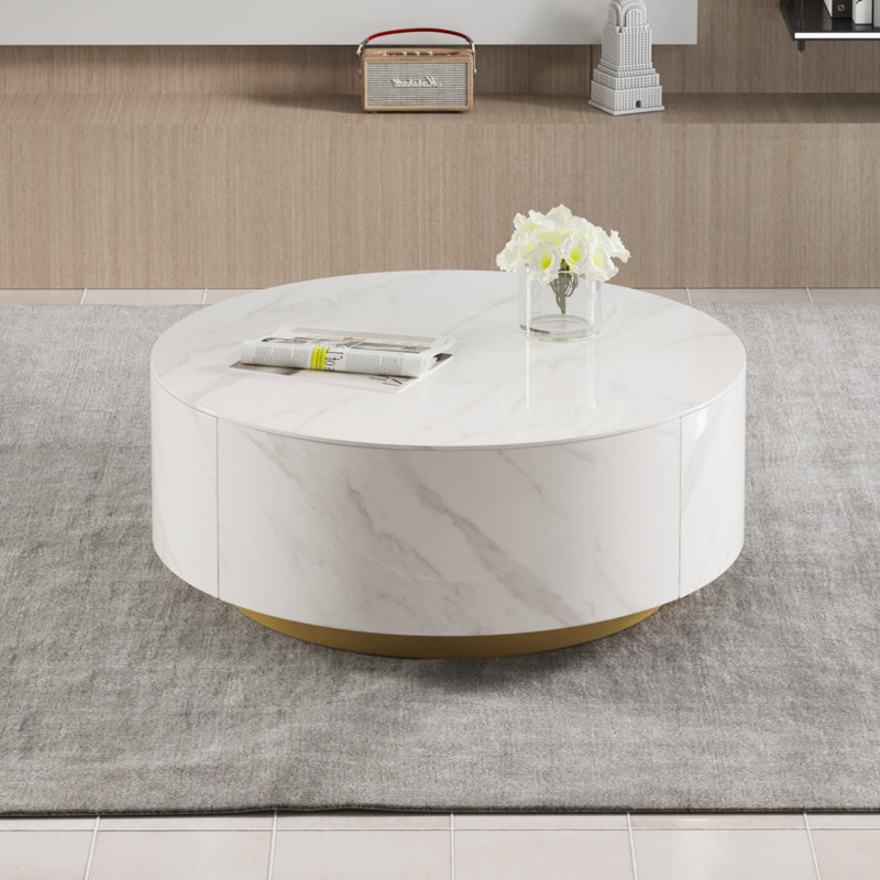 Ivy Bronx Jahnea Round Coffee Table with Storage, 2 Drawers & Reviews ...